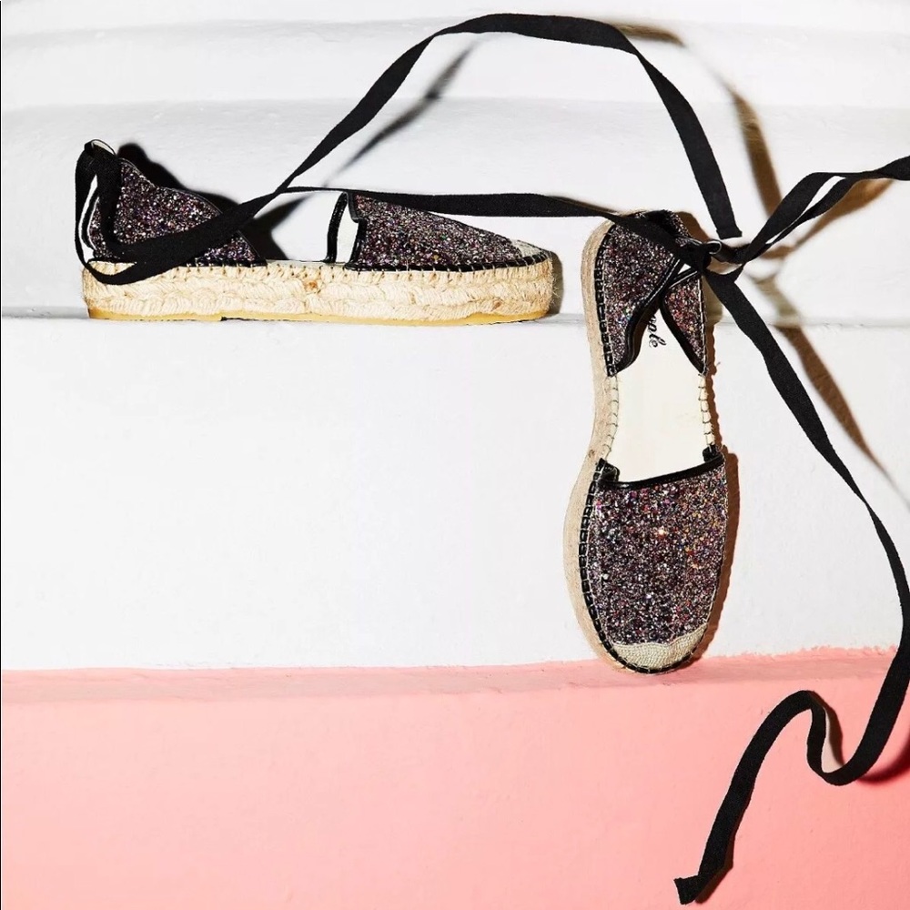 Free People Glitter Lace Up Espadrilles